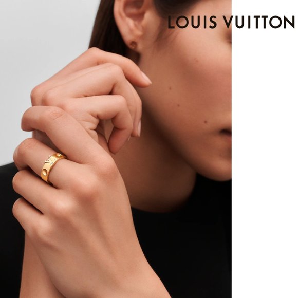 LOUIS VUITTON Berg Empreinte LV Ring 18k solid Yellow Gold sz 52 - Picture 3 of 14
